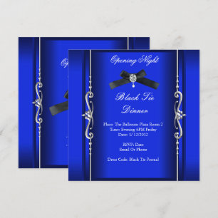 Invitación Noche de Estreno Formal de Corbata Negra Azul Plat