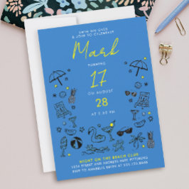Invitación Noche de fiesta de cóctel en la piscina azul diver