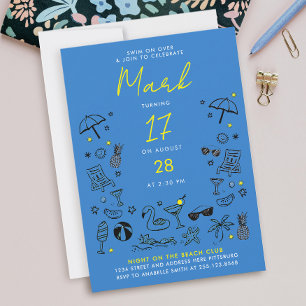 Invitación Noche de fiesta de cóctel en la piscina azul diver