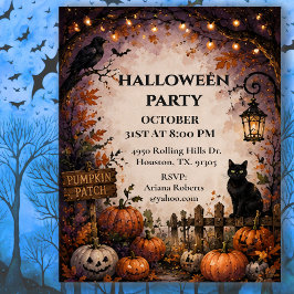 Invitación Noche de fiesta de Halloween en el parche de calab