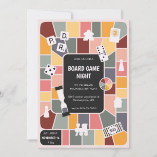 Invitación Noche de fiesta de juegos de mesa retro