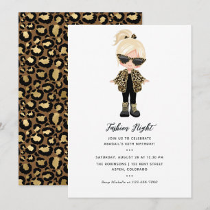 Invitación Noche de fiesta de moda para chicas