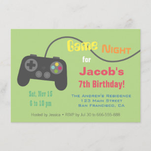 Invitación Noche de fiesta de videojuegos con mando de juego