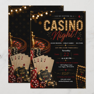Invitación Noche de fiesta en el casino Glam