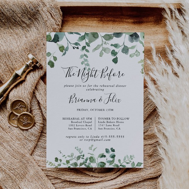 Invitación Noche de follaje verde antes de la cena de ensayo (Subido por el creador)