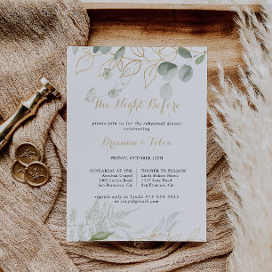 Invitación Noche de follaje verde dorado antes de la cena del