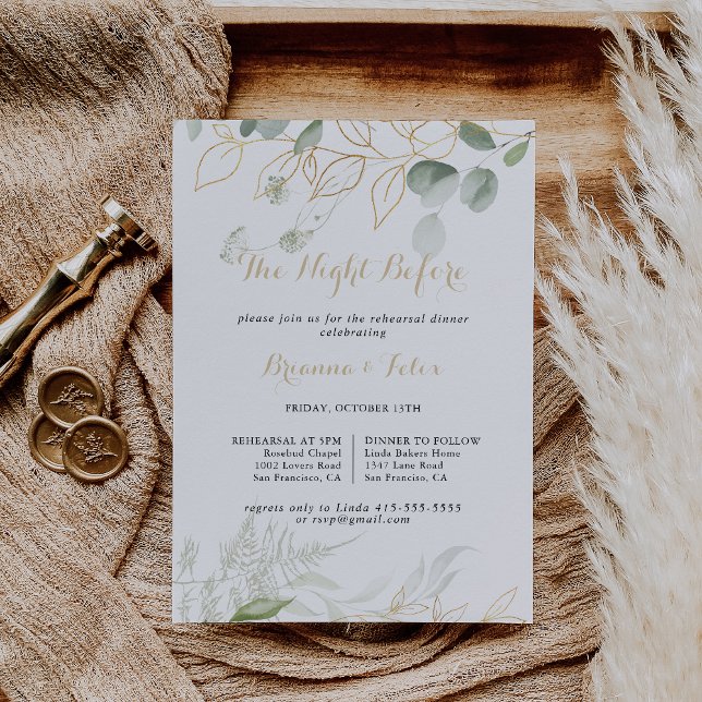 Invitación Noche de follaje verde dorado antes de la cena del (Subido por el creador)