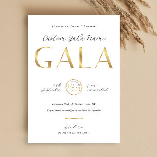 Invitación Noche de Gala Logotipo Blanco y Dorado Negocio rec
