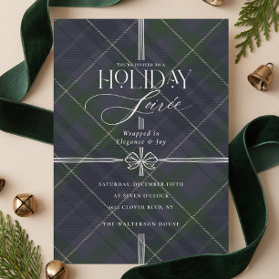 Invitación Noche de Gala Navideña Fiesta de Navidad Plaid Azu