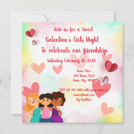 Invitación Noche de Galentines de Chicas