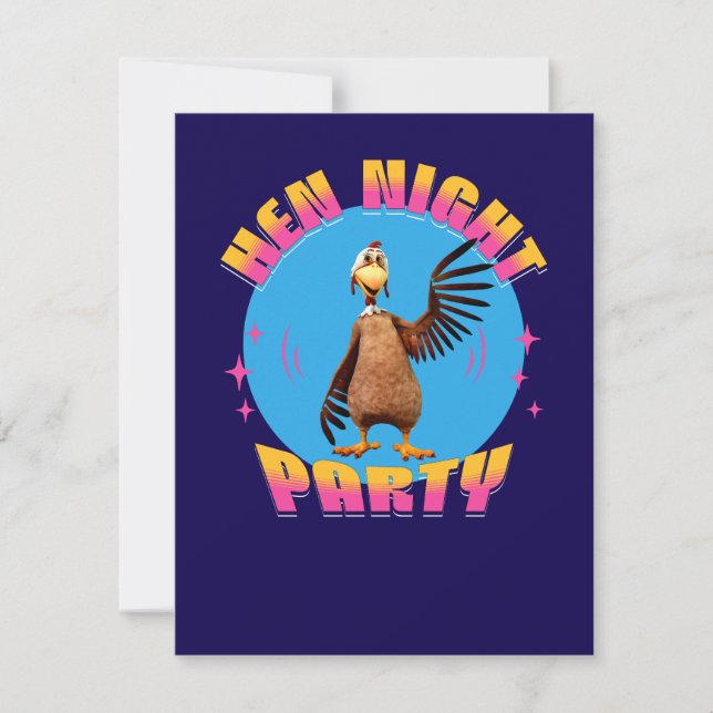 Invitación Noche de gallinas divertidas, fiesta de pollo, hum (Anverso)
