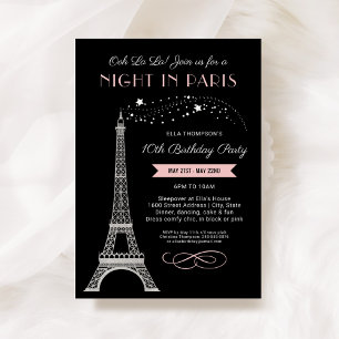 Invitación Noche de glamour en París Cumpleaños de niñas rosa