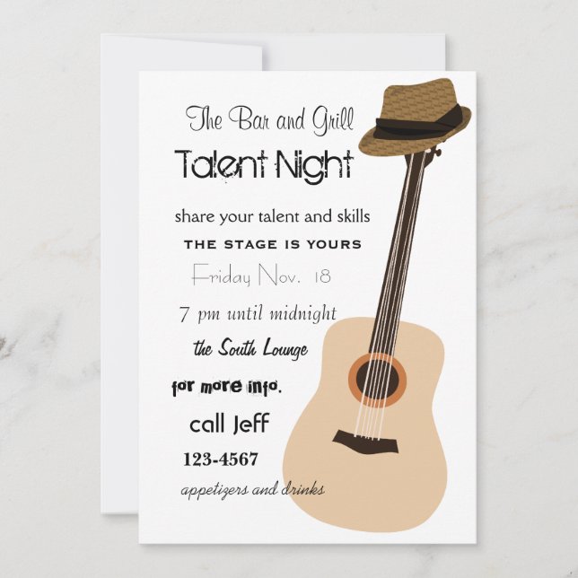 Invitación Noche de guitarra (Anverso)