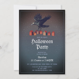 Invitación Noche de Halloween con luz de luna en Raven Houses