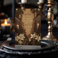 Noche de Halloween con velas en ataúd gótico