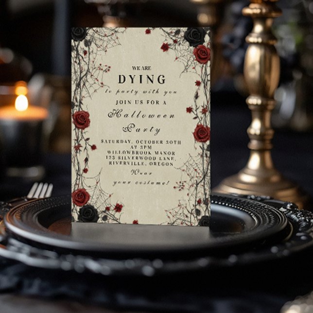 Invitación Noche de Halloween de Rosas Oscuros y Cobwebs (Subido por el creador)