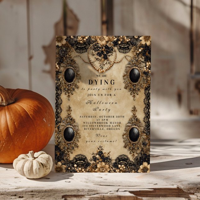 Invitación Noche de Halloween Gótica Barroca (Subido por el creador)