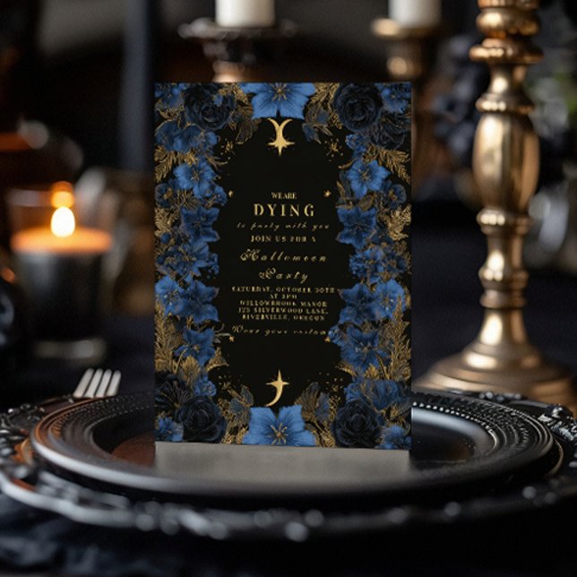 Invitación Noche de Halloween gótica de azul medianoche (Subido por el creador)
