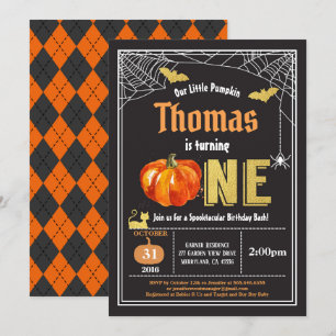 Invitación Noche de Halloween primera fiesta de cumpleaños Or