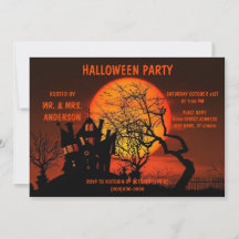 Noche de horror de la casa de Halloween Luna llena