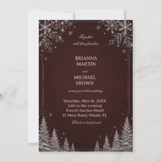 Invitación Noche de Invierno de Verdor Eterno con Nieve en Bo