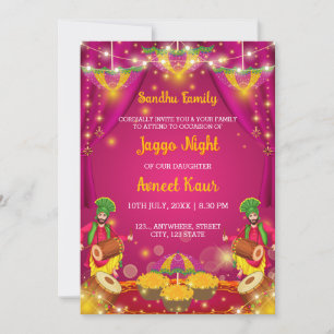 Invitación Noche de Jaggo Invitación, Panjabi Pre Boda