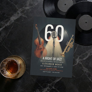 Invitación Noche de Jazz Vintage Club de Música Retro 60 Cump