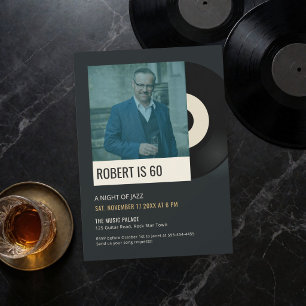 Invitación Noche de Jazz Vintage Foto de Música en Vinilo Cum