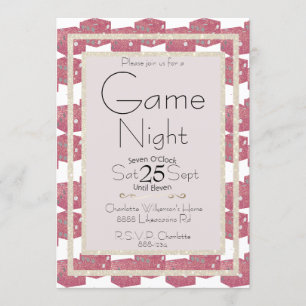 Invitación Noche de Juego Dados Brillantes Rosa