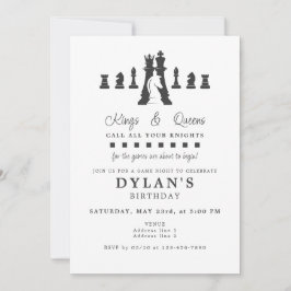 Invitación Noche de juego de ajedrez cualquier cumpleaños de 