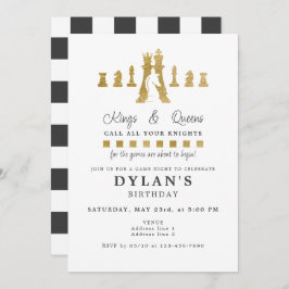 Invitación Noche de juego de ajedrez Cumpleaños Llame a sus C