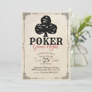 Invitación Noche de juego de póquer con estilo vintage de tré