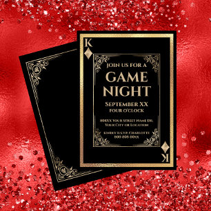 Invitación Noche de juego del Rey Negro y Oro de los Diamante