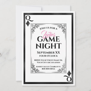 Invitación Noche de Juegos de Damas Reina de Diamantes