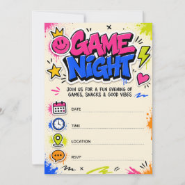 Invitación Noche de Juegos de Graffiti Colorido y Vibrante Fi