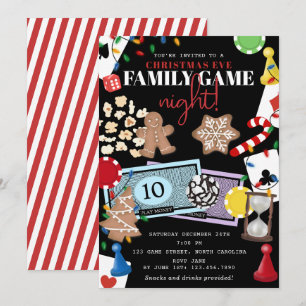 Invitación Noche de Juegos de Mesa Familiar en Nochebuena