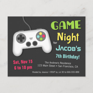 Invitación Noche de Juegos de Video de Chill Boys Fiesta de C