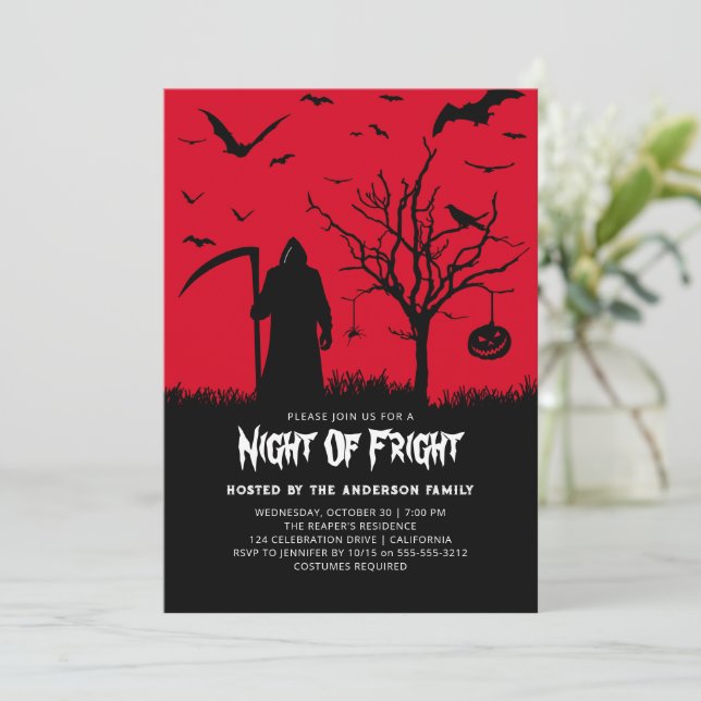 Invitación Noche de la fiesta de Halloween para adultos de la (Anverso de pie)