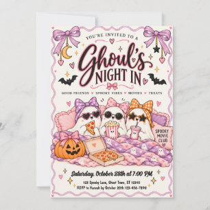 Invitación Noche de la Ghoul Rosa Halloween Sleepover