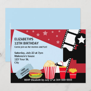 Invitación Noche de la película Cumpleaños