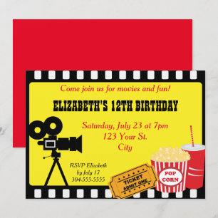 Invitación Noche de la película Cumpleaños