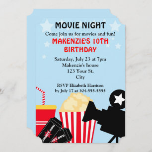 Invitación Noche de la película Cumpleaños