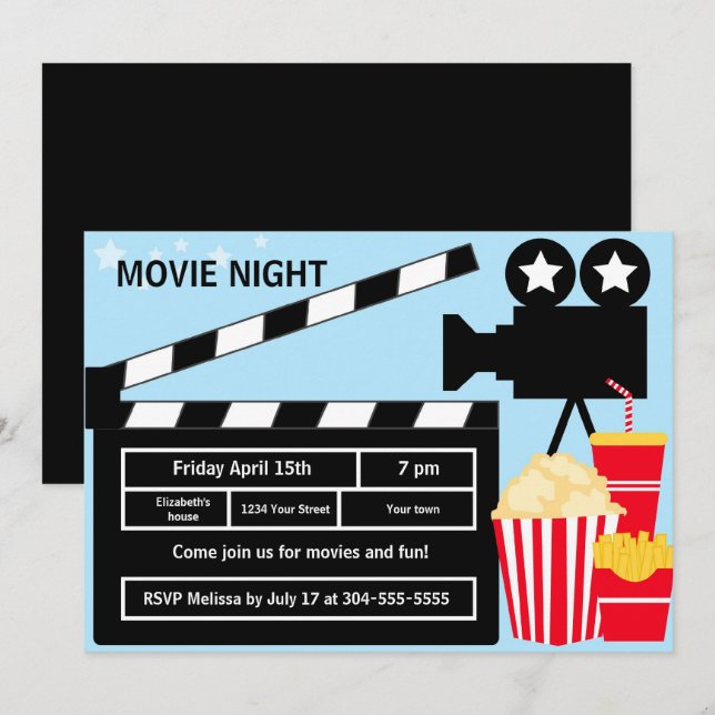 Invitación Noche de la película Cumpleaños (Anverso / Reverso)