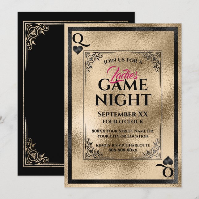 Invitación Noche de las damas de la Reina de Oro (Anverso / Reverso)