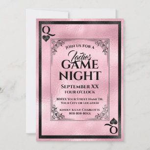Invitación Noche de las damas de la reina rosa del corazón