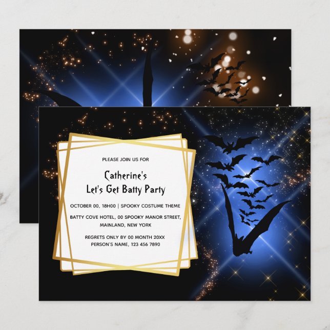 Invitación Noche de las luciérnagas noche cielo para adultos  (Anverso / Reverso)