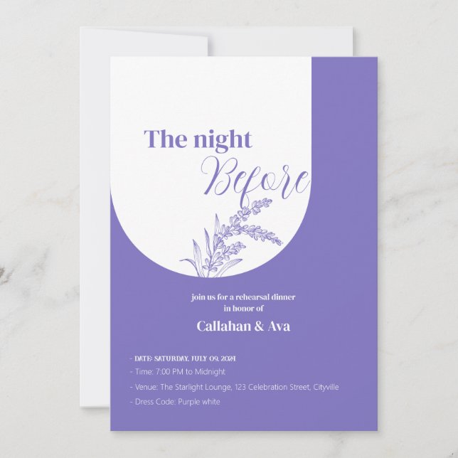 Invitación Noche de lavanda antes (Anverso)