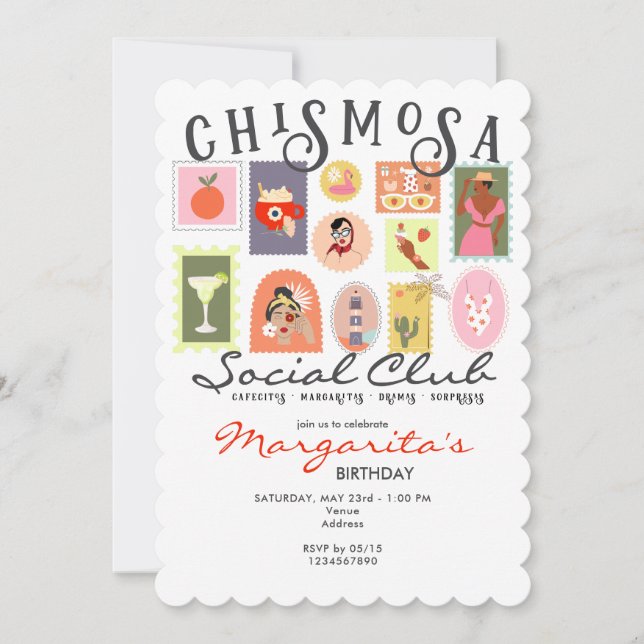 Invitación Noche de los Chicas de cumpleaños y del club socia (Anverso)