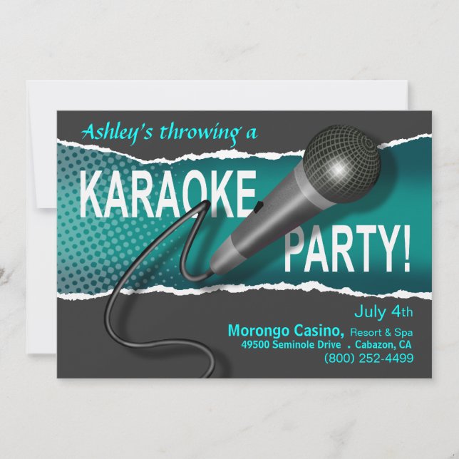 Invitación Noche de los Chicas de Karaoke fuera Fiesta (Anverso)