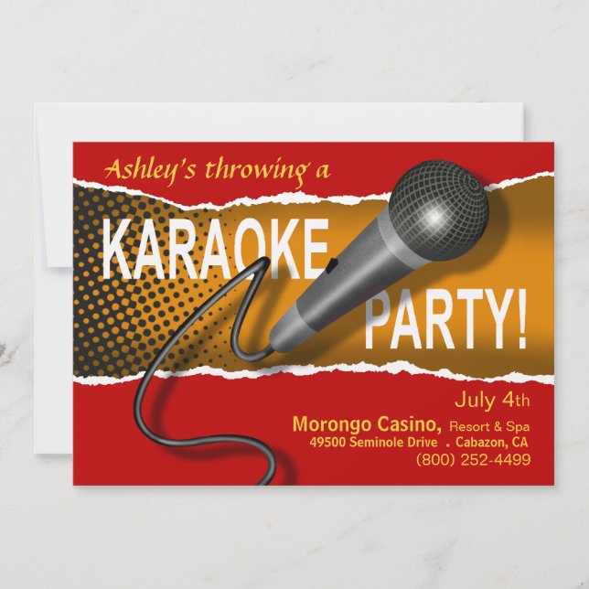 Invitación Noche de los Chicas de Karaoke fuera Fiesta (Anverso)